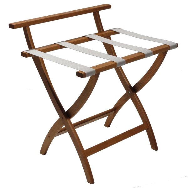 Wall Saver Luggage Rack with Silver Straps Medium Oak