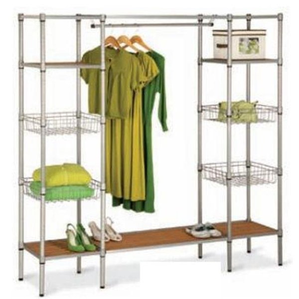 Honey-Can-Do International WRD-02350 Freestanding Steel Closet with Basket Shelves