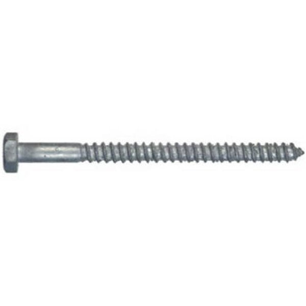 Lag Screw,  3/8 in,  5 in,  Steel,  Galvanized Hex Hex Drive