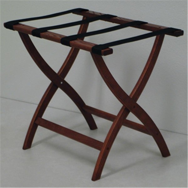 Designer Curve Leg Luggage Rack in Mahogany with Black Webbing - 3.5 in.
