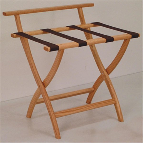 WallSaver Luggage Rack in Light Oak with Brown Webbing