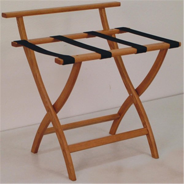 WallSaver Luggage Rack in Medium Oak with Black Webbing