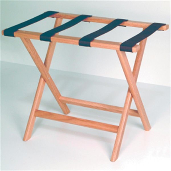 Deluxe Straight Leg Luggage Rack in Light Oak with Brown Webbing