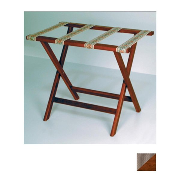 Deluxe Straight Leg Luggage Rack in Mahogany with Tan