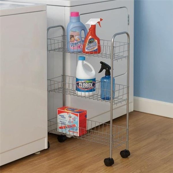 Household Essentials 7011 3-Tier Storage Cart-Satin Silver