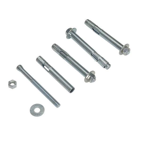 Sleeve Anchor,  1/2" Dia.,  4" L,  Steel Zinc Plated,  4 PK