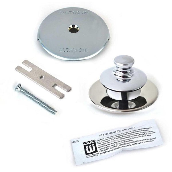 Univ. NuFit Push Pull Bath Stopper,  1-Hole Overflow,  Silicone Kit and Non-Grid Strain,  Chrome