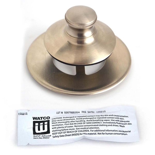 Univ NuFit Nickel Push Pull Bathtub Stopper,  Strainer,  Silicone