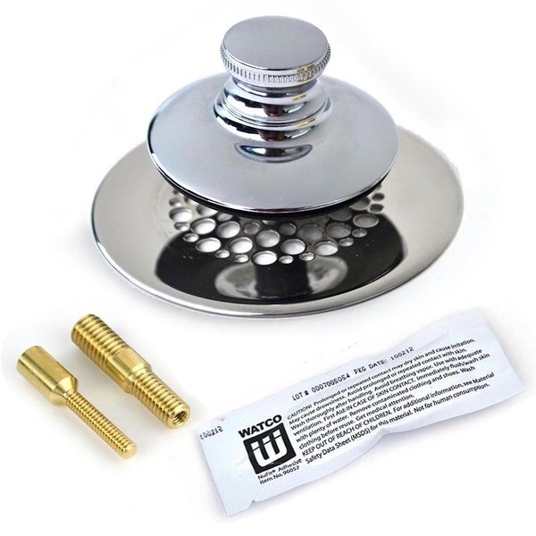 Univ. NuFit Push Pull Bath Stopper w-Grid Strain and Silicone,  Two Pins,  Chrome