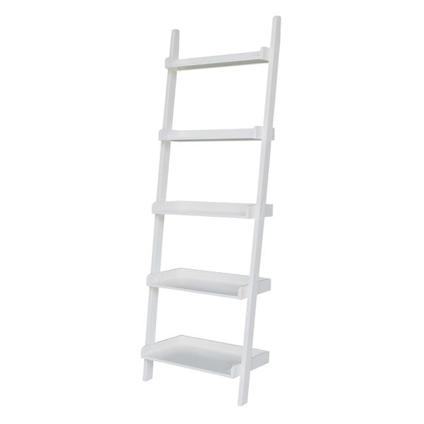 Lean To Shelf Unit with 5 Shelves,  Linen White