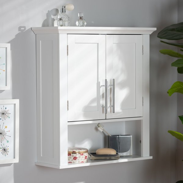 Turner Modern and Contemporary White Finished Wood 2-Door Bathroom Wall Storage Cabinet