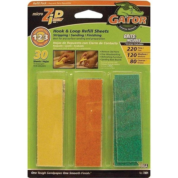 MicroZip 7801 Refill Sheet,  312 in L,  1 in W,  Extra Fine,  Fine,  Medium,  80 Grit