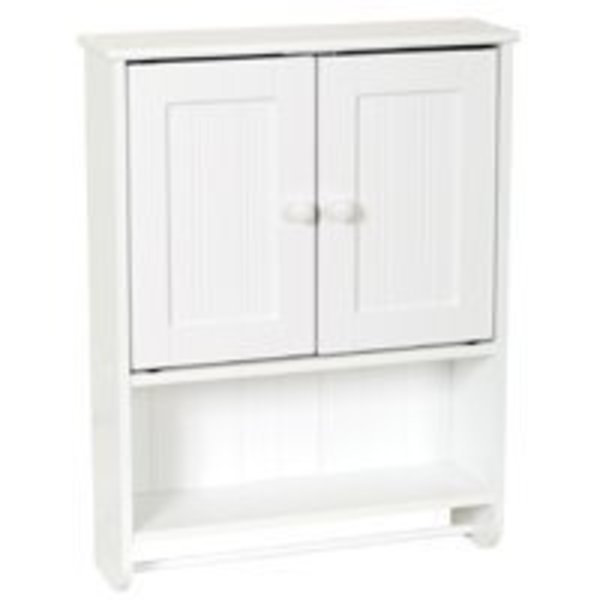 Zenna Home Cottage 9114W Wall Cabinet,  1-Shelf,  2-Door,  Wood,  White