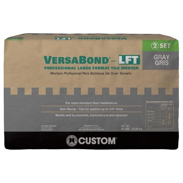 VersaBond Series Tile Mortar,  Gray,  Solid,  50 lb Bag