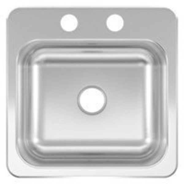 KINDRED CSLA1515-6-2CBN Bar Sink Bowl,  11 in W Bowl,  6 in D Bowl,  1 -Bowl,  Stainless Steel