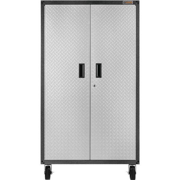 Mobile Storage Cabinet,  225 lb,  5Shelf,  Steel,  Silver Tread
