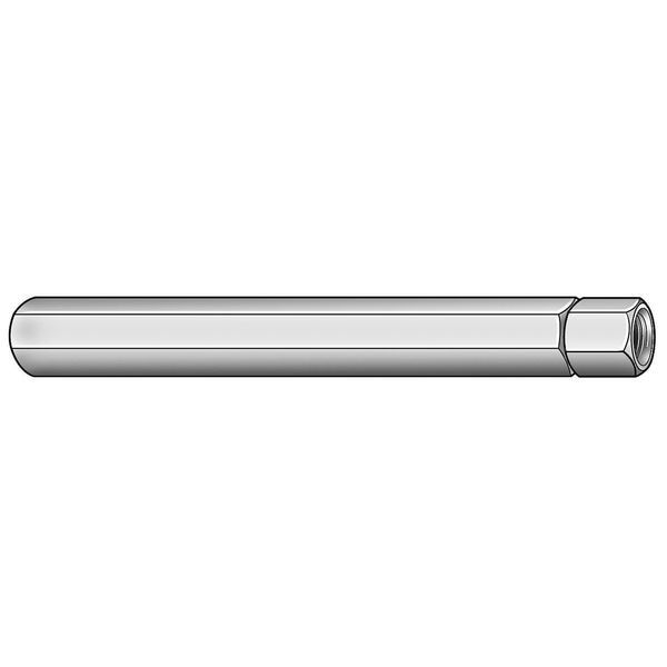 Internally-Threaded Rod,  3/8"-24 Thread to 3/8"-24 Thread,  1 ft,  Aluminum,  Plain Finish,  Hex