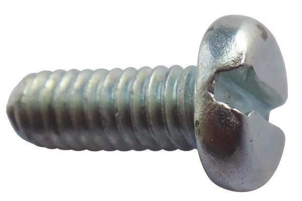 #10-32 x 1/2 in Slotted Pan Machine Screw,  Zinc Plated Steel,  100 PK
