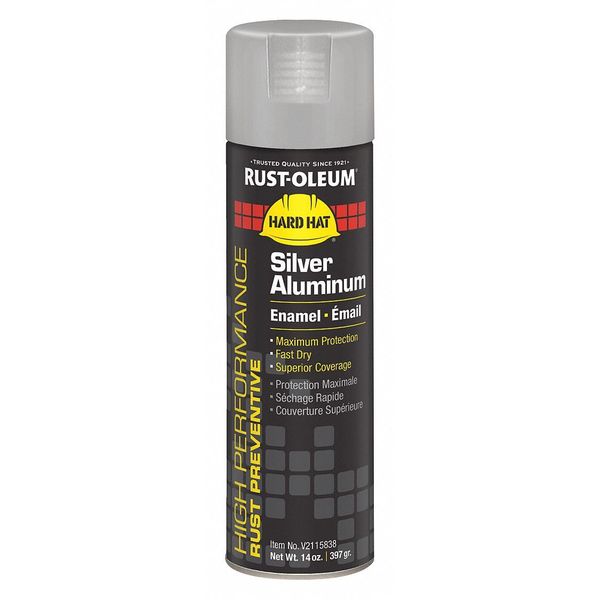 Rust Preventative Spray Paint,  Silver Aluminum,  Gloss,  14 oz