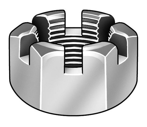 5/16"-18 Grade 2 Zinc Plated Finish Low Carbon Steel Round Slotted Castle Nut,  50 pk.