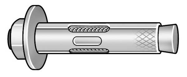 Dynabolt Sleeve Anchor,  1/2" Dia.,  4" L,  Carbon Steel Zinc Plated,  25 PK
