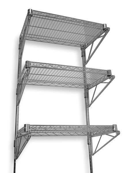 Steel Wire Wall Shelving,  14"D x 36"W x 54"H,  Chrome