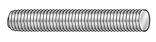 Fully Threaded Rod,  1/4"-28,  3 ft,  Steel,  Grade 2,  Plain Finish