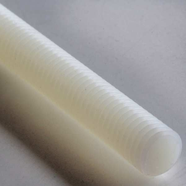 Fully Threaded Rod,  5/16"-18,  2 ft,  Nylon,  6/6,  Plain Finish