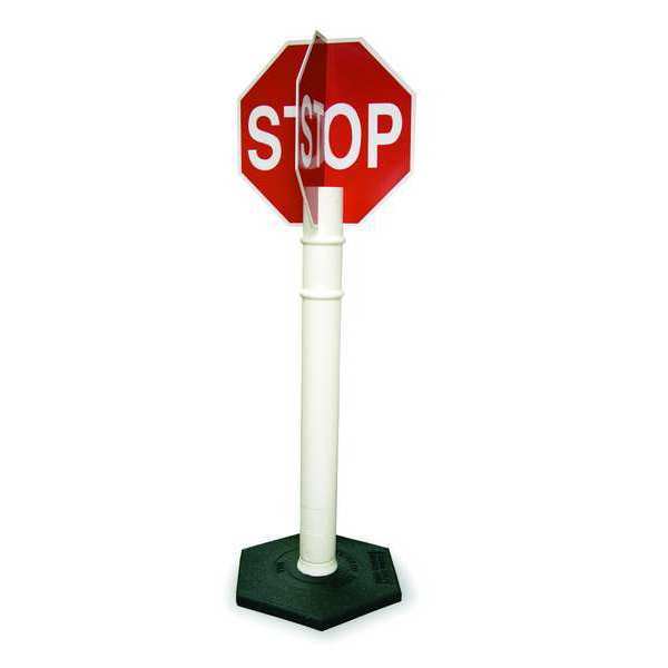 Stop Sign,  11" W,  56" H,  English,  Plastic,  Red