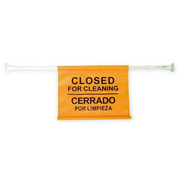 Door Barricade Sign,  42 in Height,  3/4 in Width,  Steel,  Vertical Rectangle,  English,  Spanish