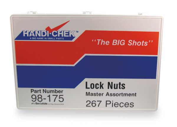 Zinc Plated Finish Steel Nylon Insert Hex Lock Nut Assortment,  267 pc.
