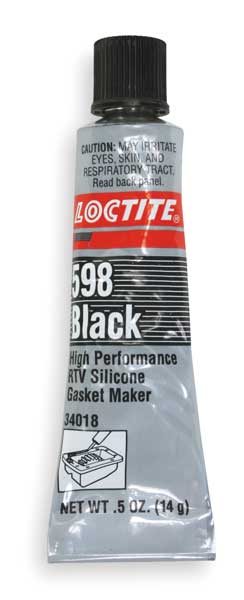 Oil-Resistant RTV Silicone Gasket Maker,  0.5 mL,  Black,  Temp Range -75 to 625 Degrees F
