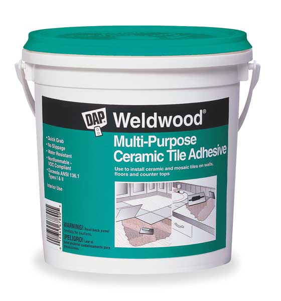 Tile Adhesive,  Multi-Purpose Ceramic Tile Series,  Off-White,  1 gal,  Pail