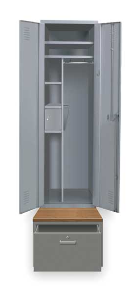 Wardrobe Locker,  24 in W,  36 in D,  90 in H,  (1) Tier,  (1) Wide,  Dark Gray