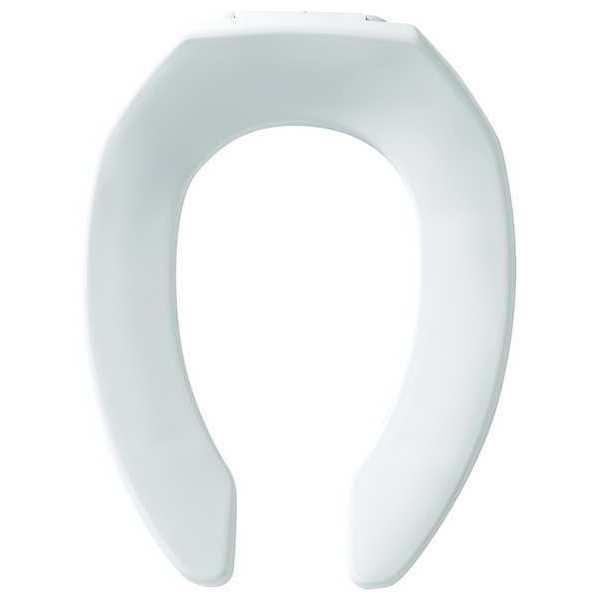 Elongated Toilet Seat,  Open Front,  External Check Hinge,  2-3/8 in Seat Ht,  Plastic,  White