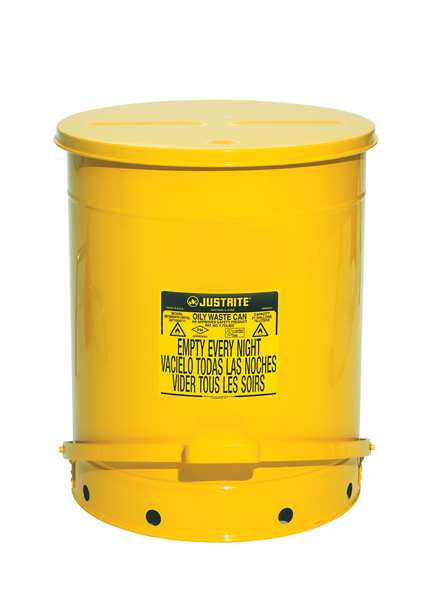 Oily Waste Can, 21 Gal., Steel, Yellow