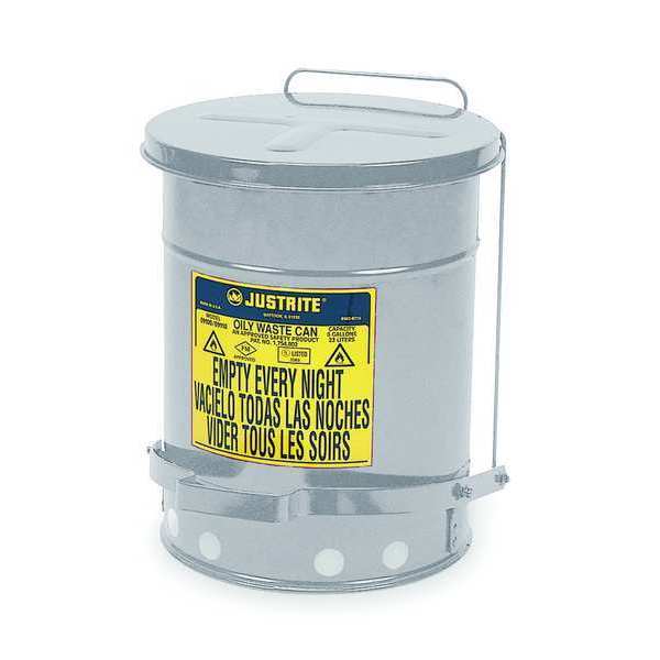 Oily Waste Can, 10 Gal., Steel, Silver