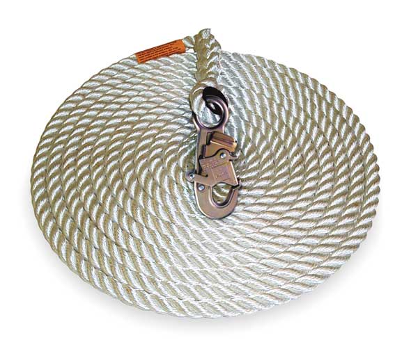 Vertical Lifeline,  100 ft.,  310 lb. Weight Capacity,  White