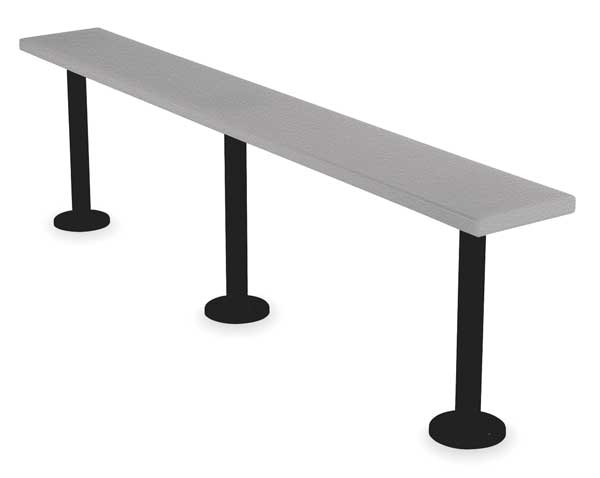 Pedestal Bench, W9 1/2, D 36, H 18 1/2, Gray