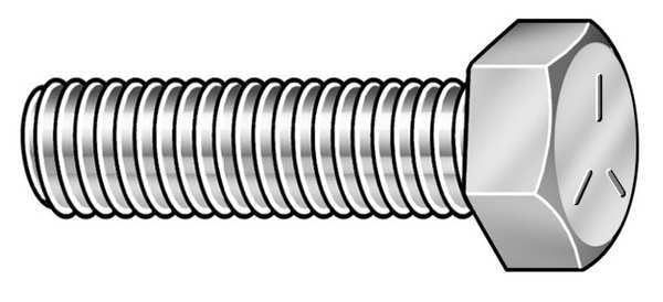 Grade 5,  3/8"-16 Hex Head Cap Screw,  Zinc Plated Steel,  1-3/4 in L,  100 PK