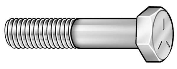Grade 5,  1/2"-13 Hex Head Cap Screw,  Zinc Plated Steel,  2-1/4 in L,  50 PK