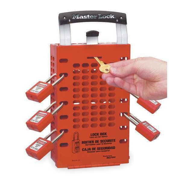 Group Lockout Box, 14 Locks Max, Red