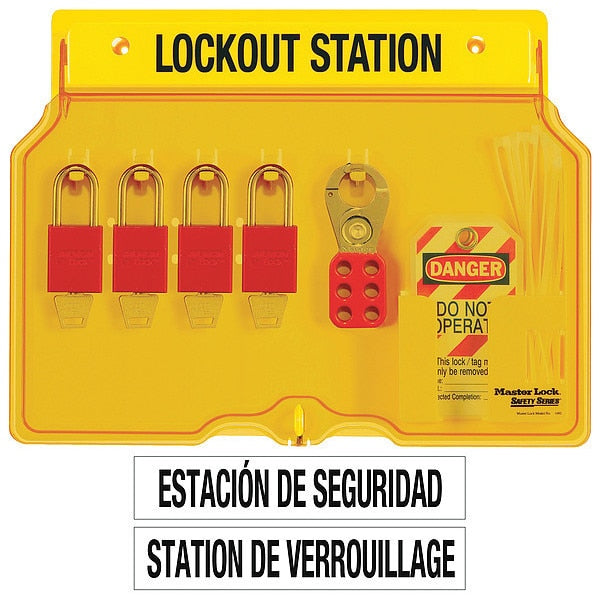 Lockout Station, Filled, 4 Padlocks