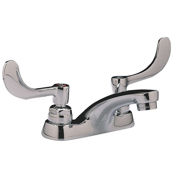 Wristblade Handle 4" Mount,  2 Hole Bathroom Faucet,  Polished chrome