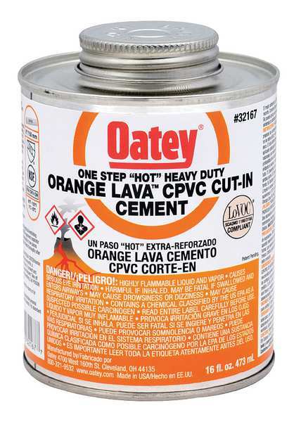 Orange Lava CPVC Cement, 16 oz, Low VOC