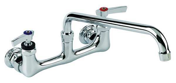 Manual,  8" Mount,  Commercial 2 Hole Straight Kitchen Faucet