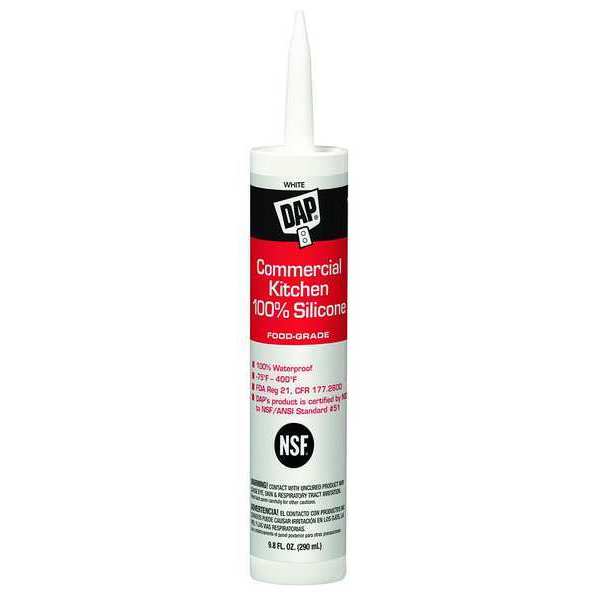 Kitchen Sealant,  9.8 oz,  Cartridge,  White,  Silicone Base