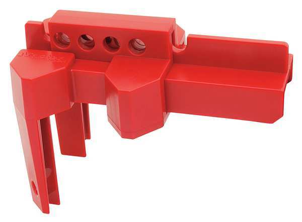Adjustable Ball Valve Lockout,  Clamp On,  For Quarter Turn Handle,  Max Number of Padlocks: 4,  Red