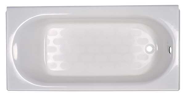 Recess Bath with Integral Overflow,  60 in L,  30 in W,  White,  Americast(R)