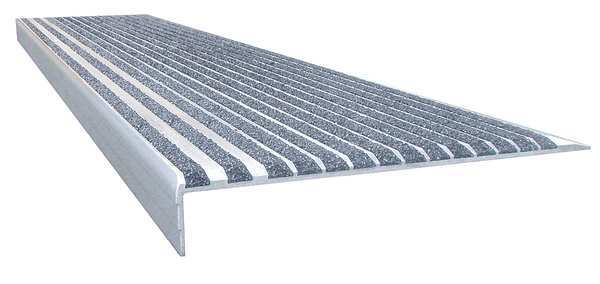 Stair Tread, Gray, 36in W, Extruded Alum